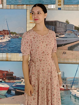 Платье с завязками по бокам из штапеля "Меган"