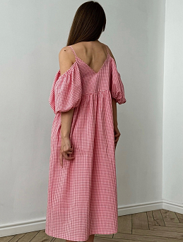 Платье "Лола" из вареного хлопка "Клетка"