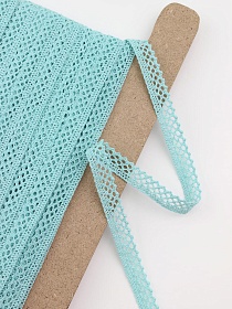 Кружево цв.нежно-бирюзовый с мятным оттенком, ш.10мм, хлопок-90%, п/э-10%, рис.129/19