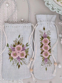 Сумочка-чехол из полульна "Мелкая серо-голубая полоска"