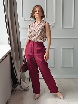 Блузка из импортного хлопка и брюки из льна костюмного