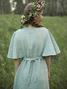 Платье с росписью из костюмного льна