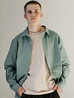 Мужская рубашка из теплого хлопка цв.Винтажная мята