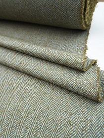 Шерсть пальтово-костюмная Твид "Елочка" цв.хаки/голубой, ш.1.5м, шерсть-50%, п/э-50%, 310гр/м.кв