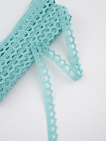 Кружево цв.мятно-бирюзовый, ш.10мм, хлопок-90%, п/э-10%, 10м