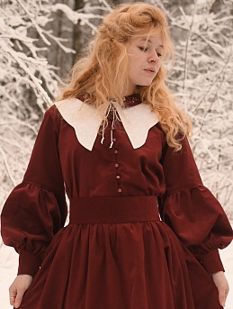 Платье из Микровельвета Мини в бордово-терракотовом цвете