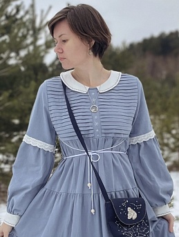 Платье из Плательного хлопка цв.Сине-голубая дымка