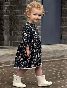 Взрослое и детское платье из теплого хлопка "Аромат полевых цветов"