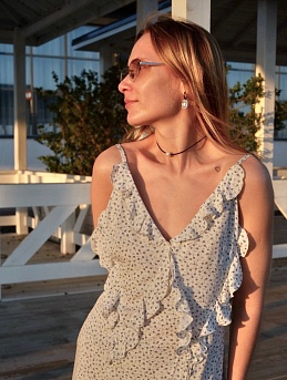 Платье из штапеля "Лусия - голубые цветы"