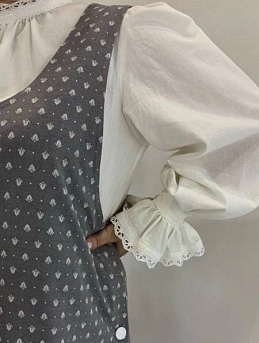 Сарафан из теплого хлопка "Набойка - листочки"