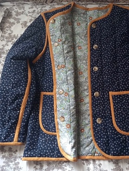 Телогрейка из теплого хлопка и рогожки "Авангардные коты"