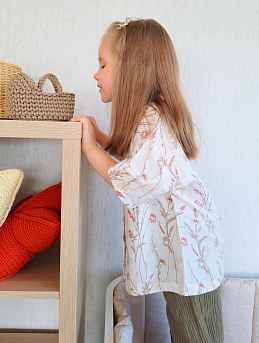 Детская блуза из муслина Премиум двухслойного гладкого "Летняя элегия"