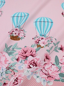 Рогожка Премиум "Путешествие Эльзы - воздушные шары" цв.розовый, (комп), СОРТ2, ш.1.5м, хл-100%