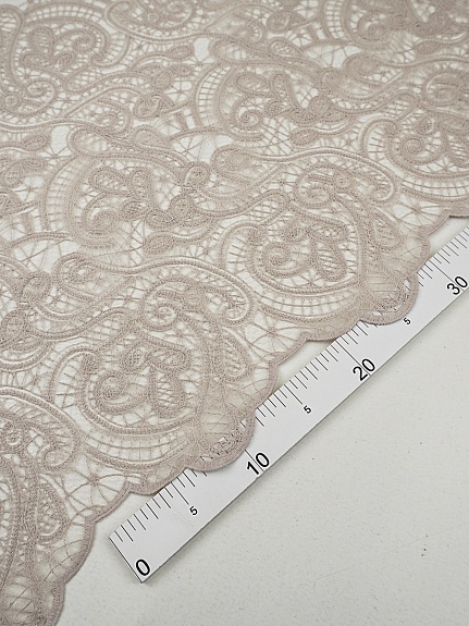 Кружевное полотно "Милада" (фестон с 2х ст.)  цв.бежевый жемчуг, ш.1.3м, хлопок-80%, нейлон-20%, 100гр/м.кв
