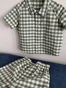 Детский костюм из вареного хлопка в клеточку