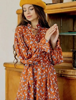 Платье из вискозы "Винтажные розочки"