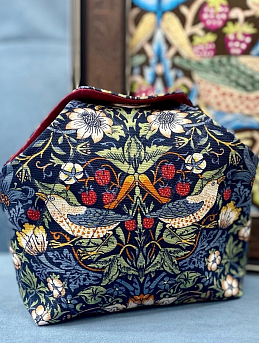 Шкатулка и косметичка ручной работы из интерьерного хлопка "Райские птички"