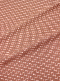 Мерный лоскут (ткань в отрезах) Пестрядь "Средняя клетка на светло-терракотовом", ш.1.40м, хлопок-95%, п/э-5%,145гр/м.кв