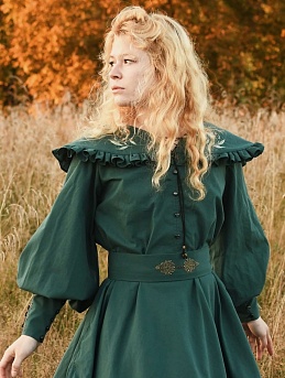 Платье из Вареного хлопка цв.Винтажная зеленая морская волна