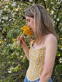 Корсет в клеточку из вареного хлопка