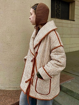 Свободная душегрея на завязках из теплого хлопка