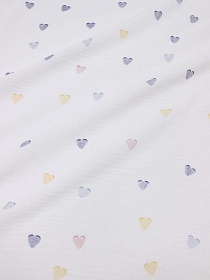 Муслин двухслойный с эф.жатости "Пастельные сердечки", ш.1.40м, хлопок-100%, 120гр/м.кв