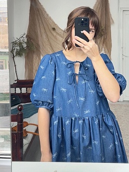 Платье из джинсовой ткани "Стрекозки"