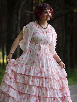 Платье из вискозы с хлопком "Акварельные бабочки"