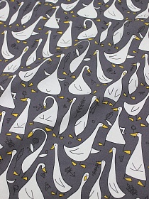 Полулен "Гусиная история" цв.графитово-серый, ш.1.5м, лен-30%, хлопок-70%, 147гр/м.кв