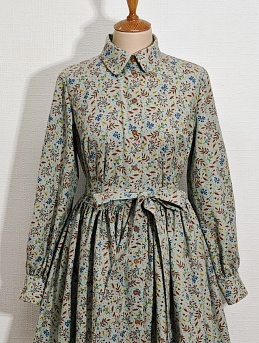 Платье в ретро стиле из Плательного хлопка с микроворсом "Осенние краски" 