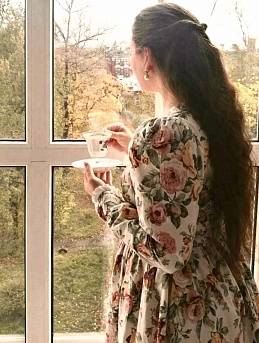 Платье из сатина "Чайные розы"