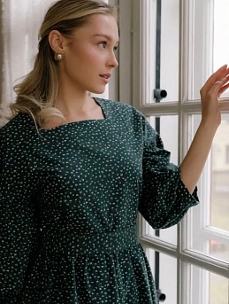 Платье винтажное оверсайз с рукавами буфф