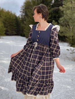 Платье из пестряди и хлопка крэш